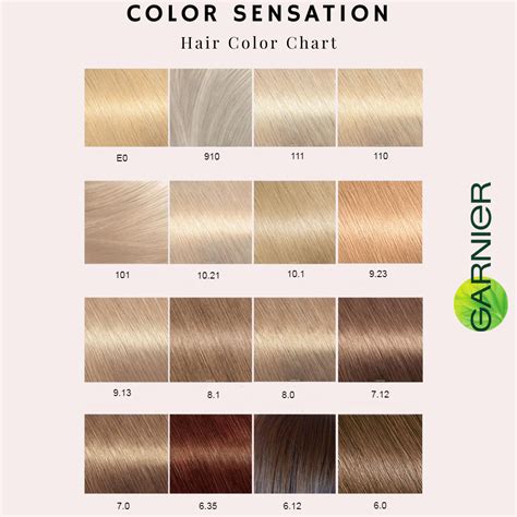 garnier hair dye colour chart